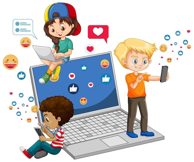 Children with social media elements